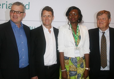 (L-r): Steven Cohen, managing director, Sage Pastel Accounting, Anton Van Heerden, managing director, Sage HR Africa, Damilola Ajibade (Mrs), sales executive West Africa and Jeremy Waterman, managing director, Sage ERP Africa, during the official launch of Sage Software Nigeria Ltd, at the wekend